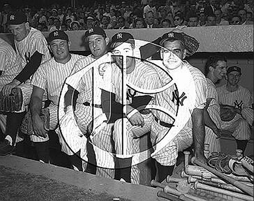 Allie Reynolds, Tom Henrich, Joe DiMaggio and Charlie Keller56N0319